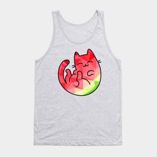 Happy Pink Cat Triangle Pattern Tank Top